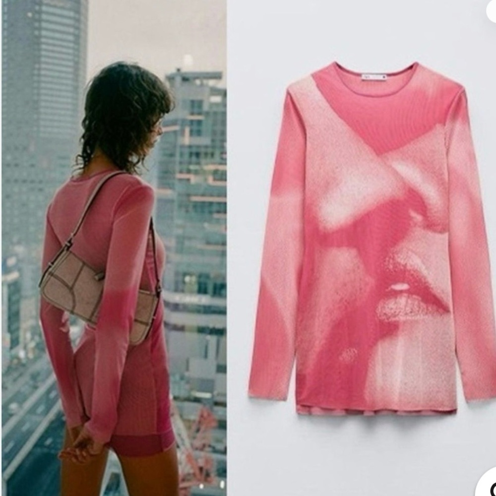 Zara Sheer Print Mini Dress